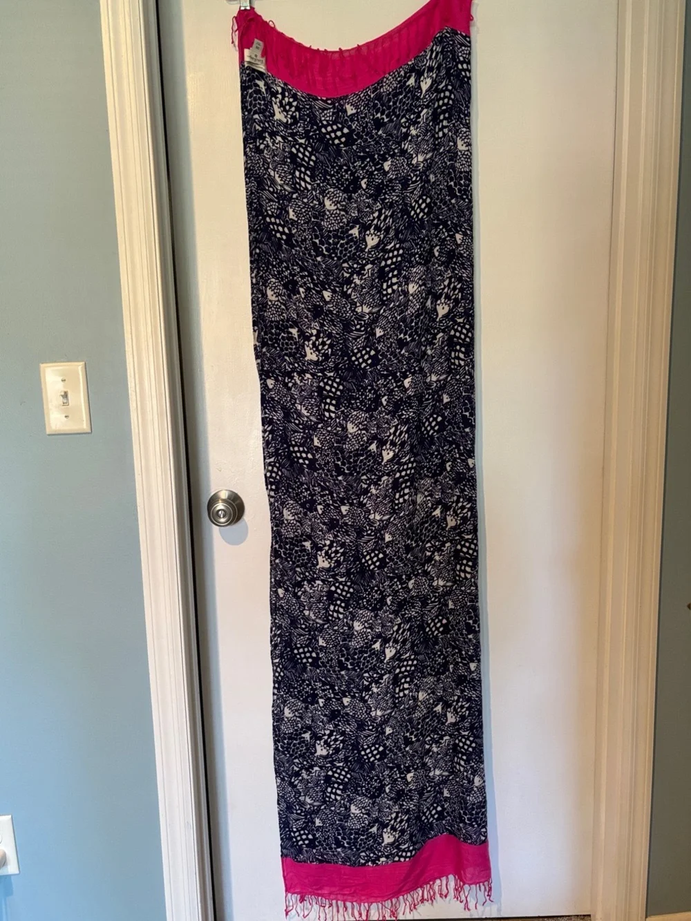 Lilly Pulitzer Navy and Hot Pink Floral Scarf
